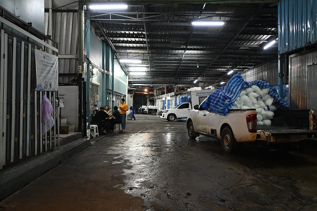 Warehouse loaded with sacks